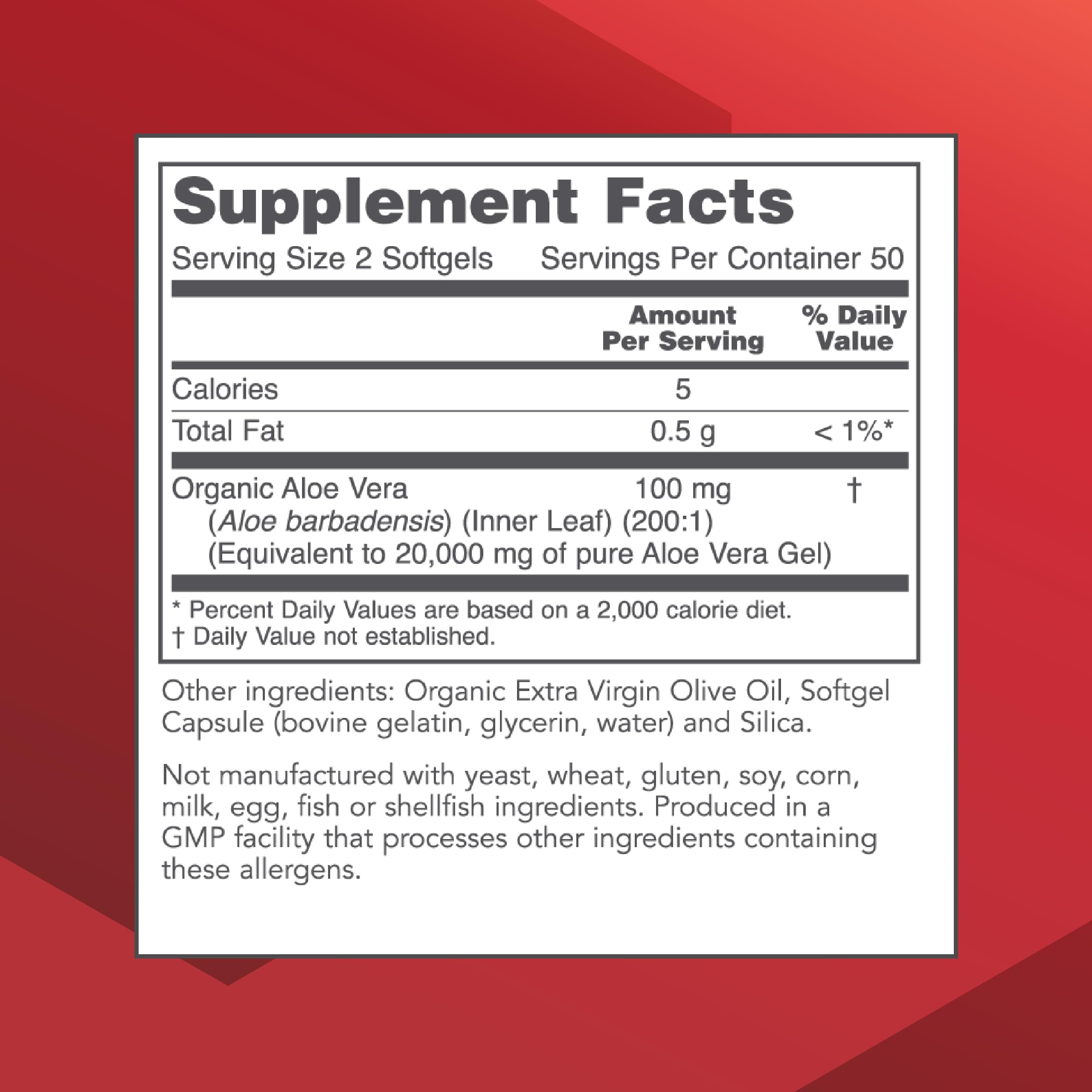 Ingredients list for Protocol Aloe Vera Gels