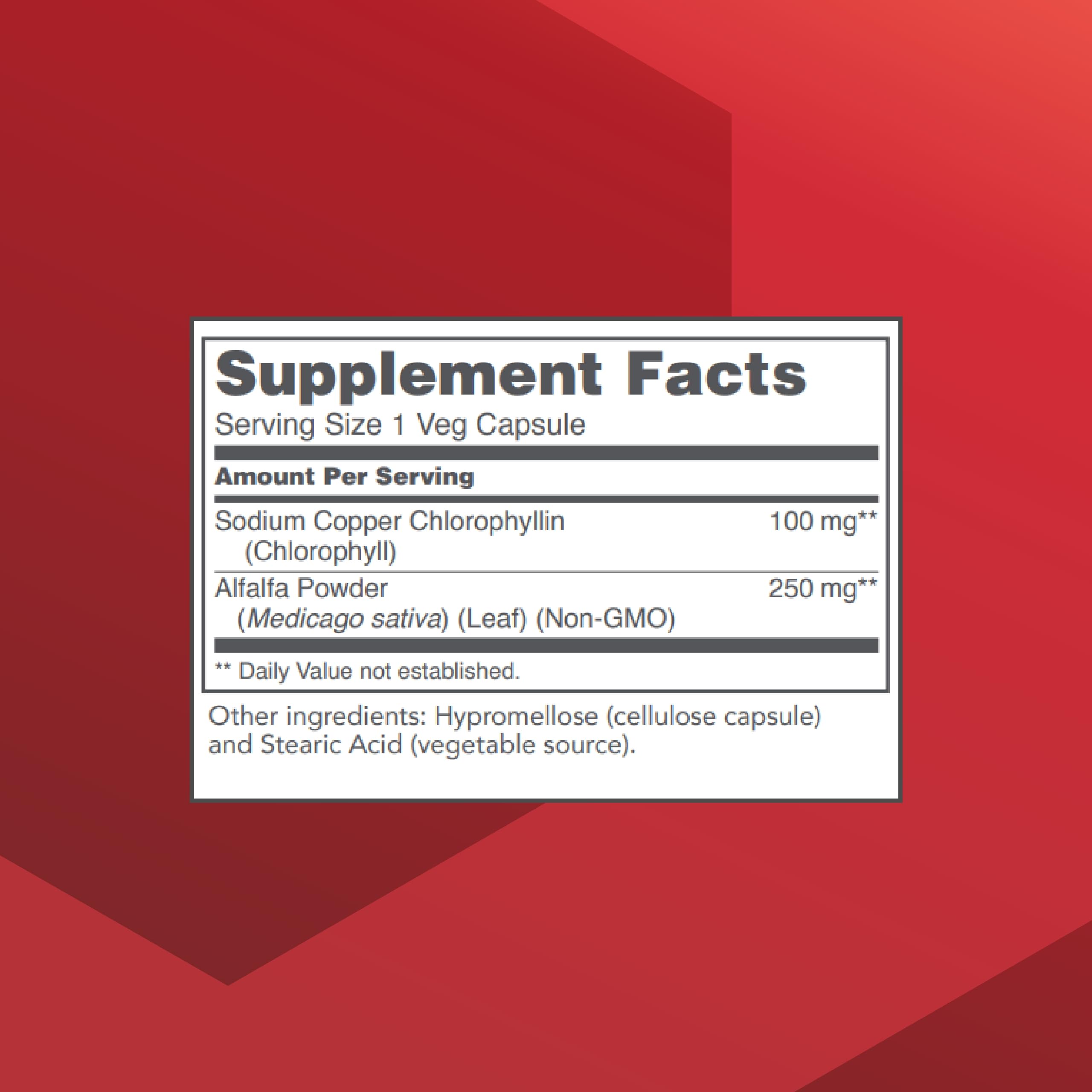 Label highlights Non-GMO and Soy Free on Protocol Chlorophyll packaging.