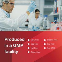 A-Rated GMP manufacturing seal on supplement packaging.