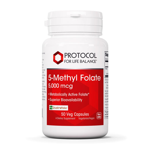 Front view of Protocol For Life Balance 5-Methylfolate 5,000 mcg bottle