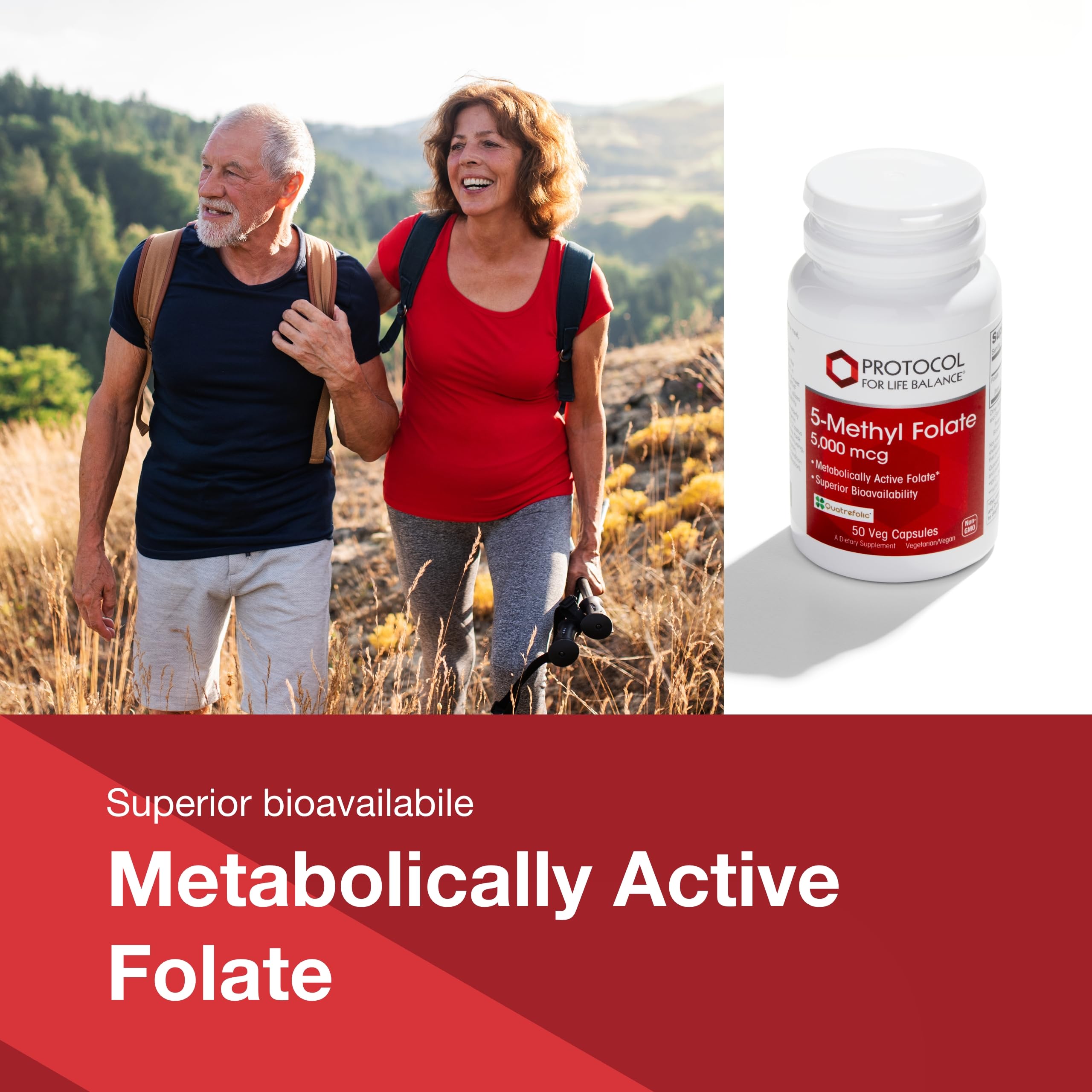 Supplement facts panel for Protocol For Life Balance folate
