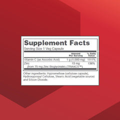 Close-up of vegan capsules for C-1000 + Zinc-15