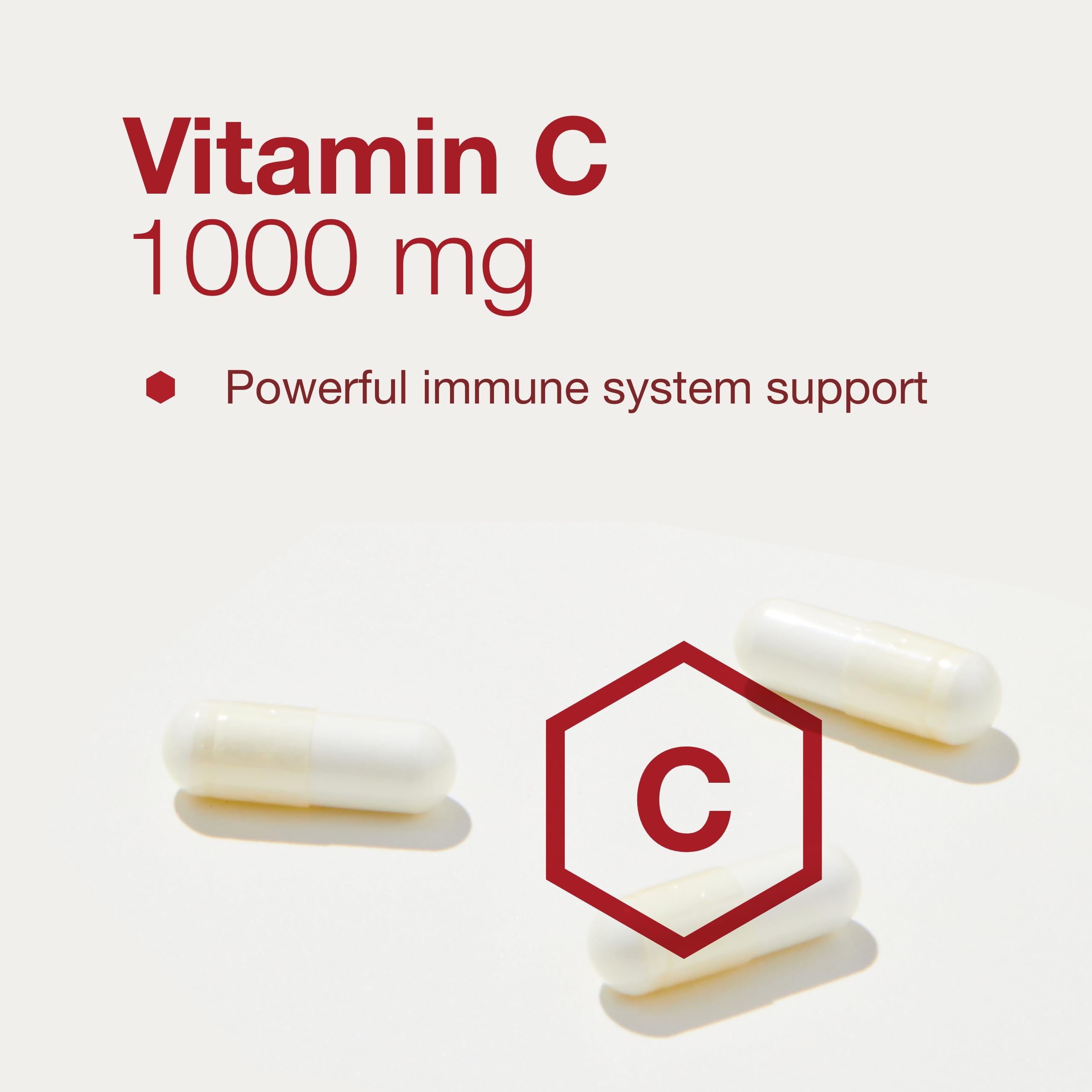 Supplement facts panel highlighting Vitamin C 1000 mg and Zinc 15 mg