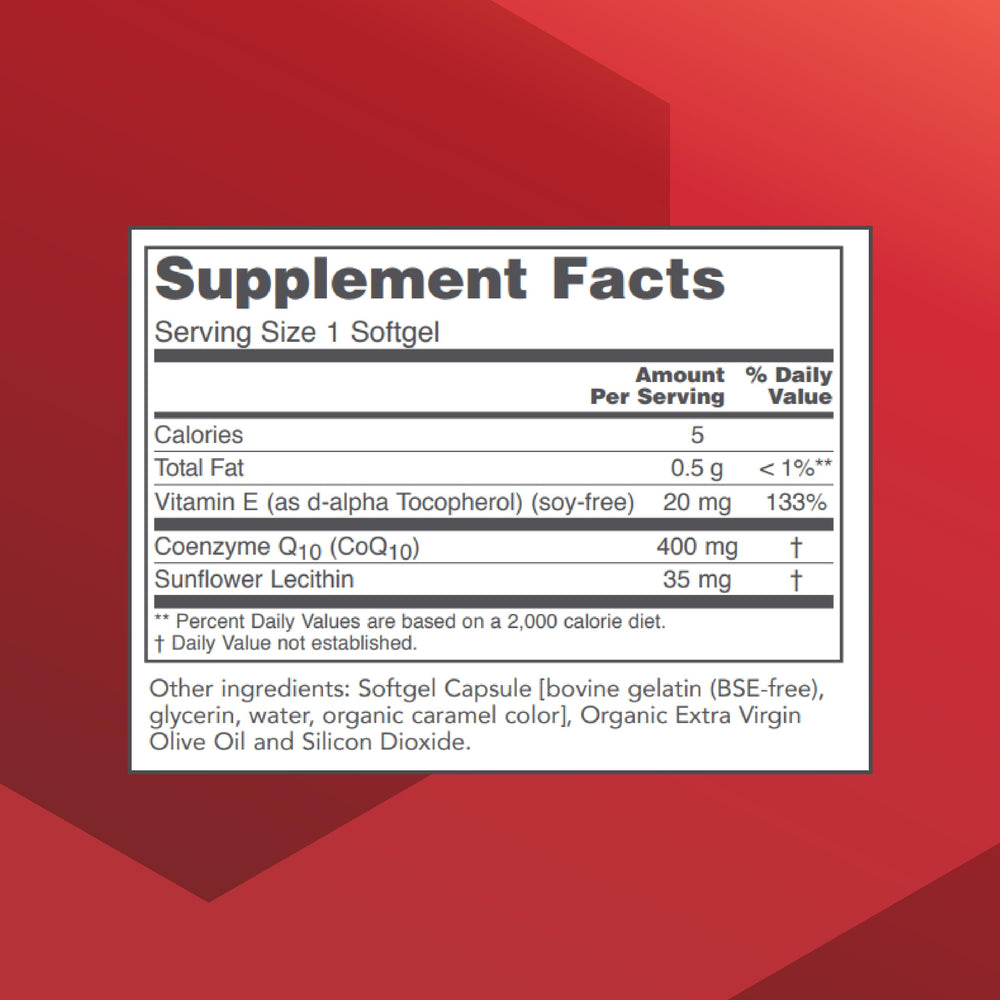 CoQ10 400mg 60 softgels bottle label