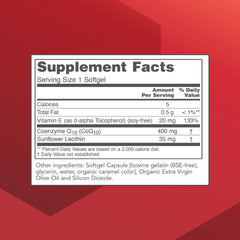 CoQ10 400mg 60 softgels bottle label