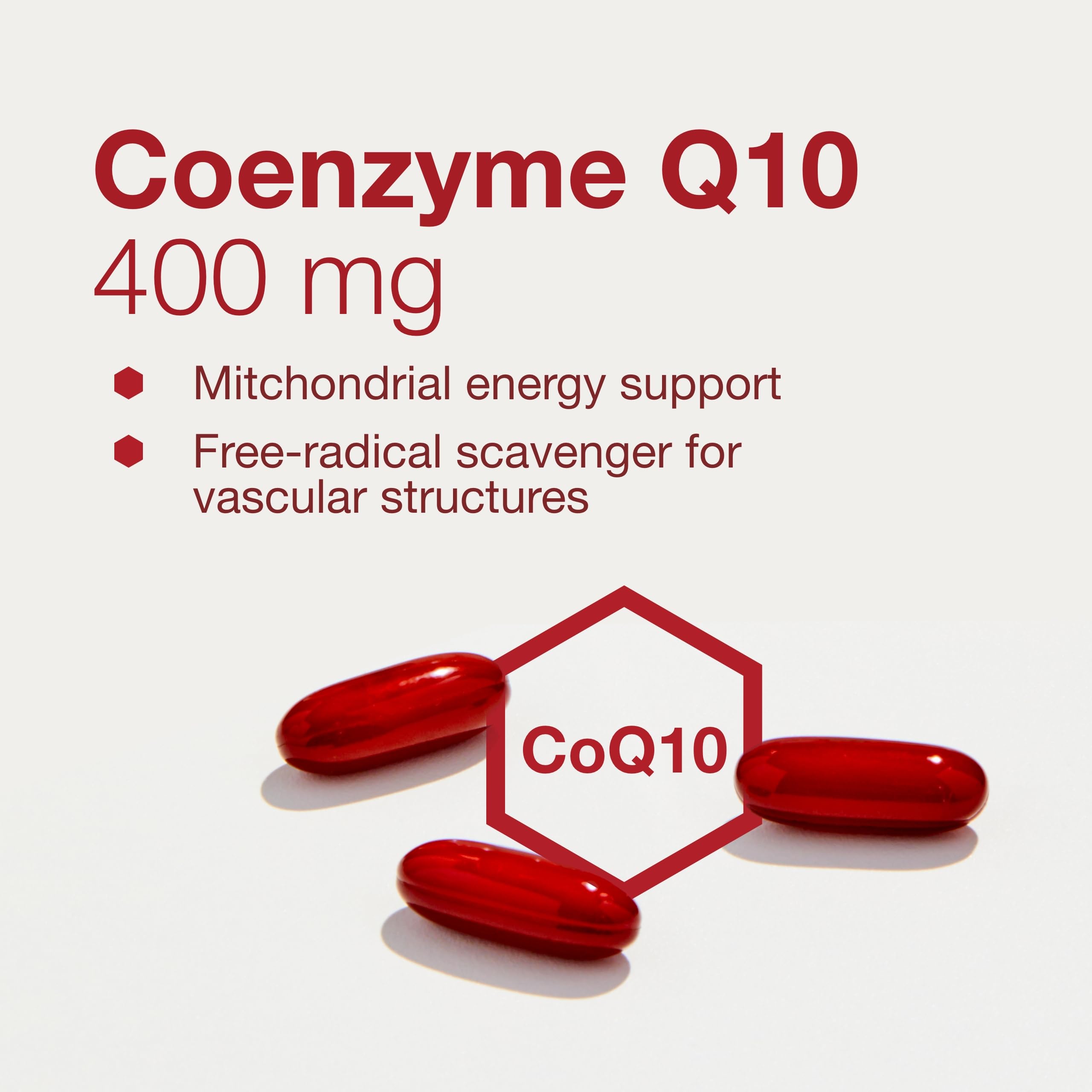Ingredients panel for CoQ10 400mg with Vitamin E and Soy Lecithin