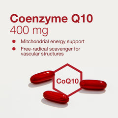 Ingredients panel for CoQ10 400mg with Vitamin E and Soy Lecithin