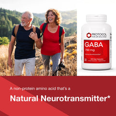 Side view of Protocol for Life Balance GABA 750mg bottle with label