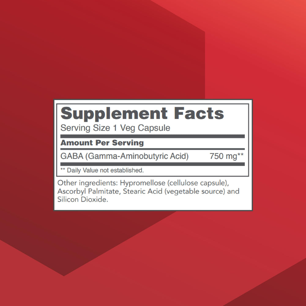 Ingredient panel for Protocol for Life Balance GABA 750mg