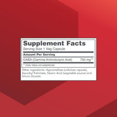 Ingredient panel for Protocol for Life Balance GABA 750mg