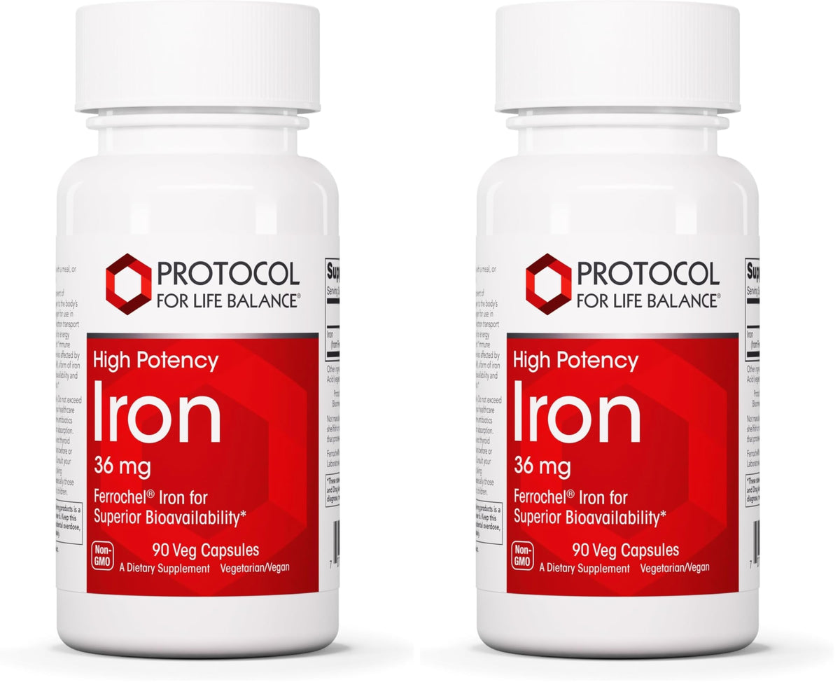 Protocol For Life Balance Iron 36mg bottle front label