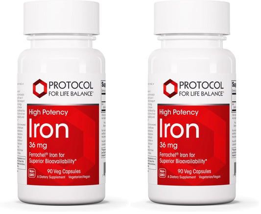 Protocol For Life Balance Iron 36mg bottle front label