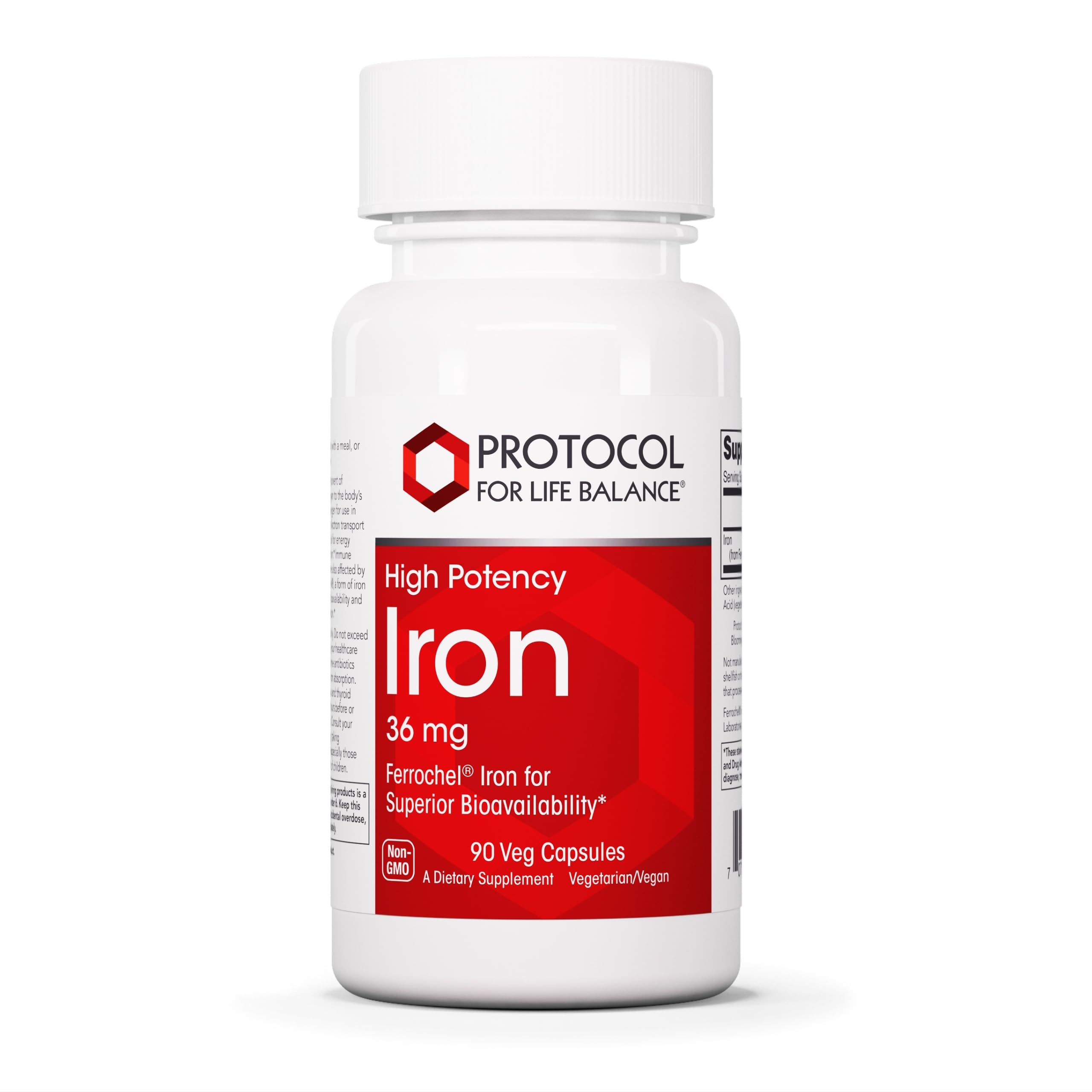 Protocol For Life Balance Iron 36mg bisglycinate bottle with 90 vegan capsules