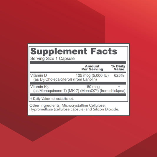 Close-up of K2 MK-7 and D3 capsules for bone and vascular health