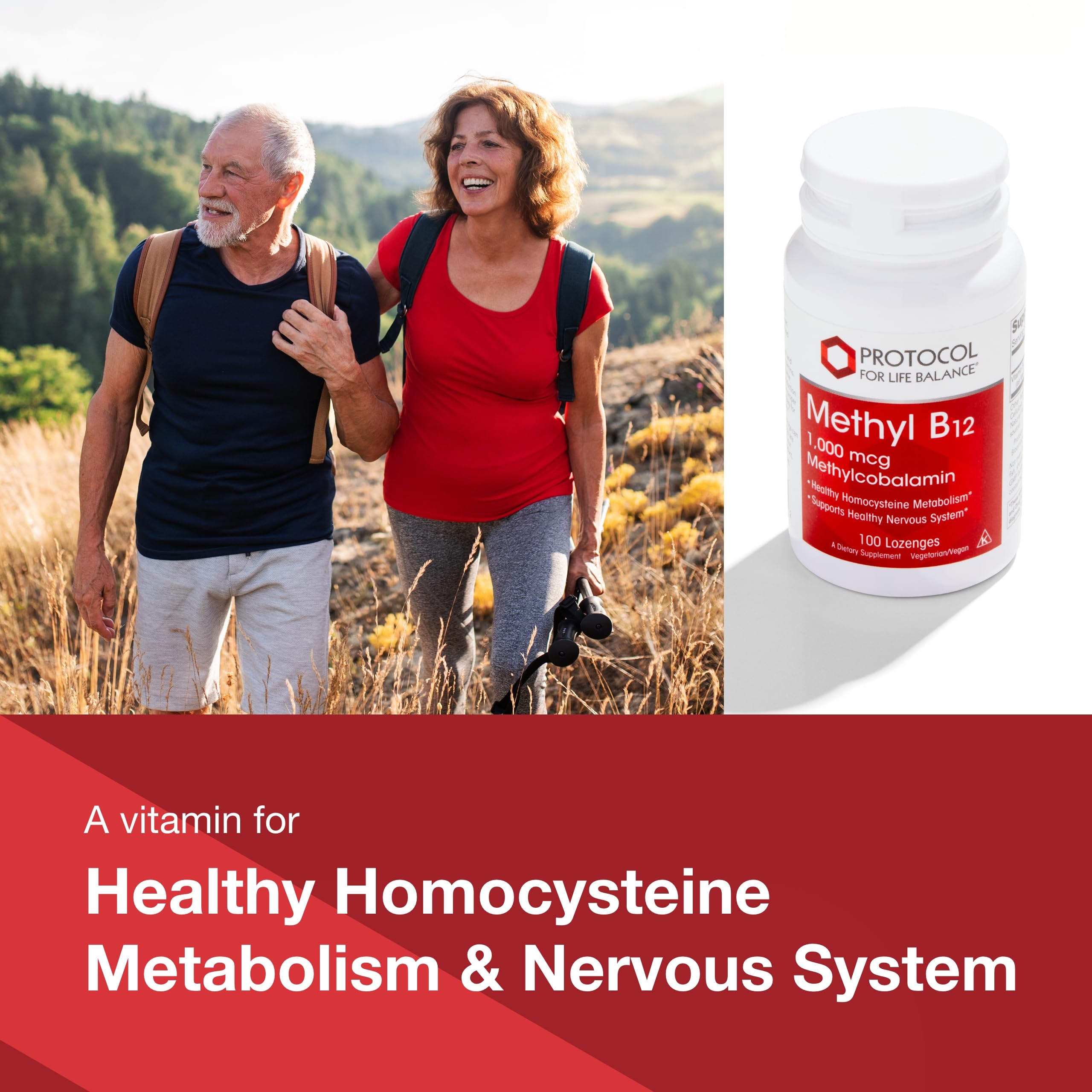 Nutrition facts chart for Protocol for Life Balance Methyl B12