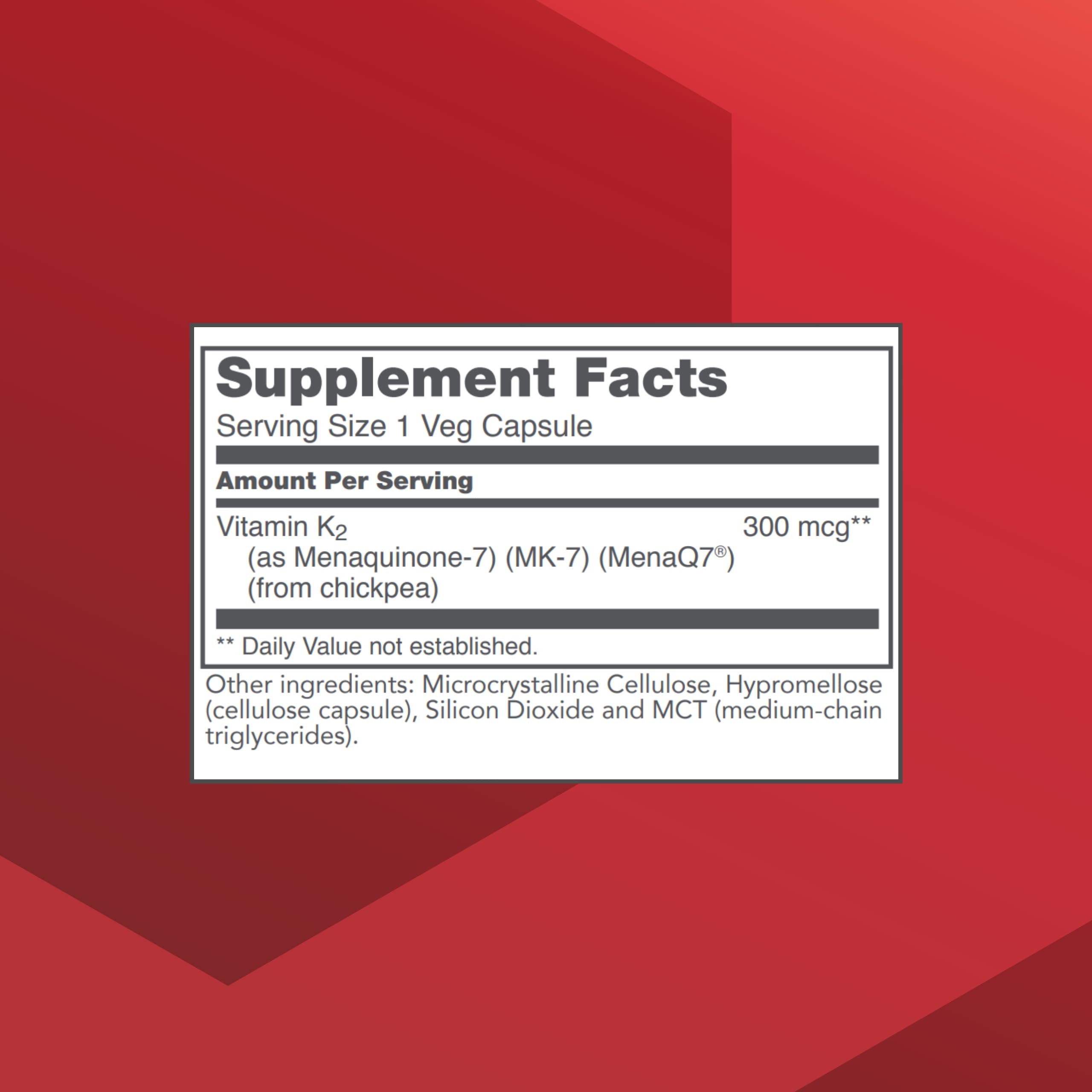 MK-7 Vitamin K2 300mcg capsules close-up