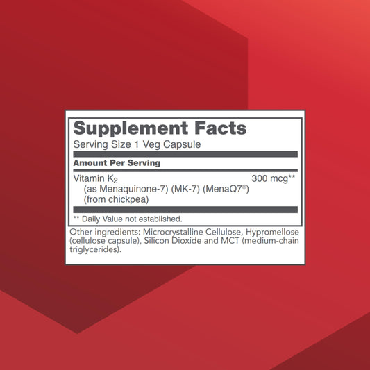 MK-7 Vitamin K2 300mcg capsules close-up