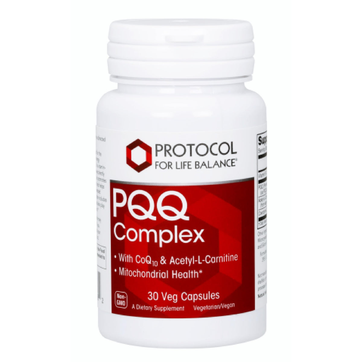 PQQ Complex ingredients: PQQ, acetyl-L-carnitine, CoQ10