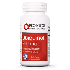 Front view of Protocol For Life Balance Ubiquinol 200mg Softgels bottle