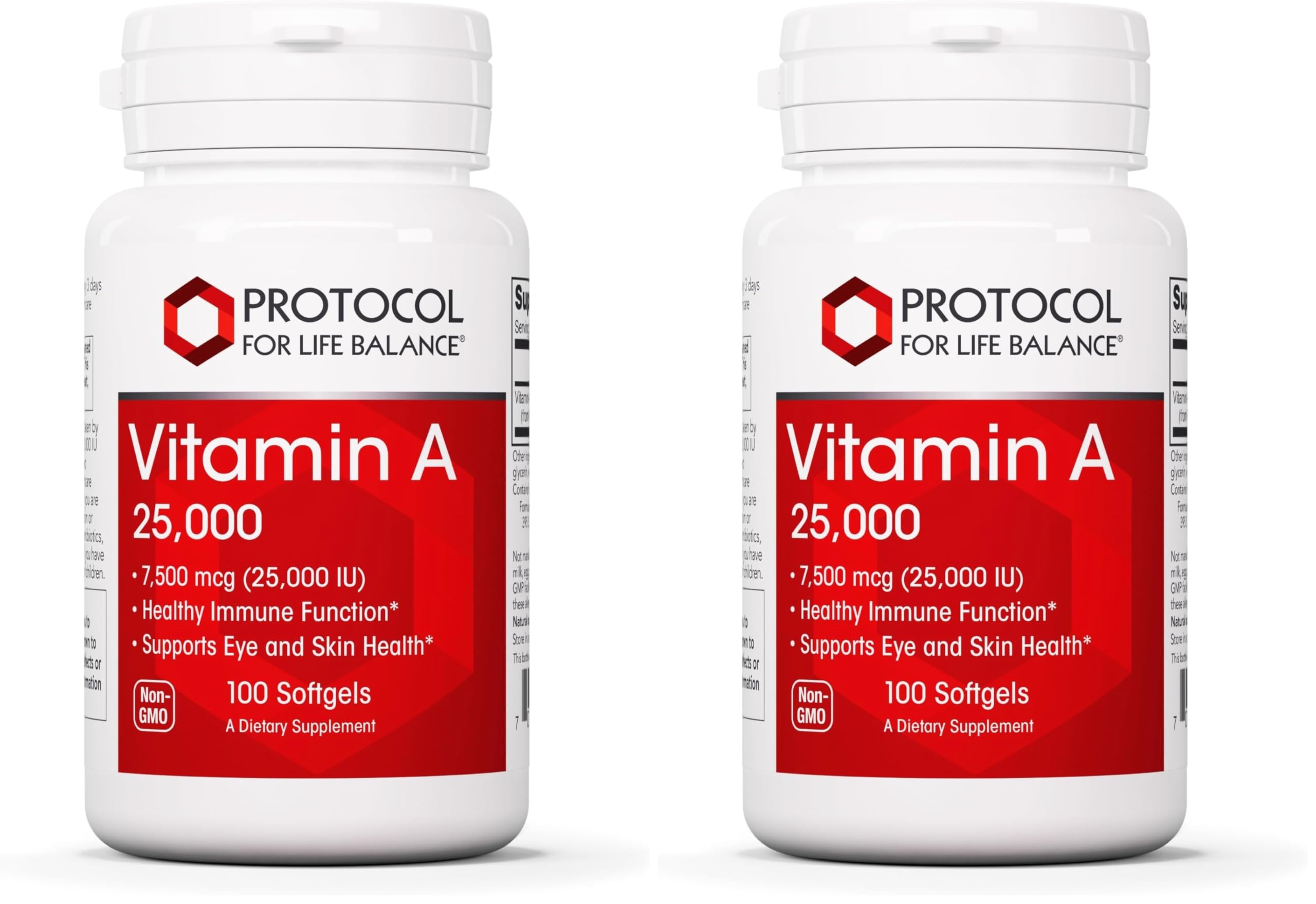 Protocol For Life Balance Vitamin A 25,000 IU bottle with 100 softgels (pack of 2)