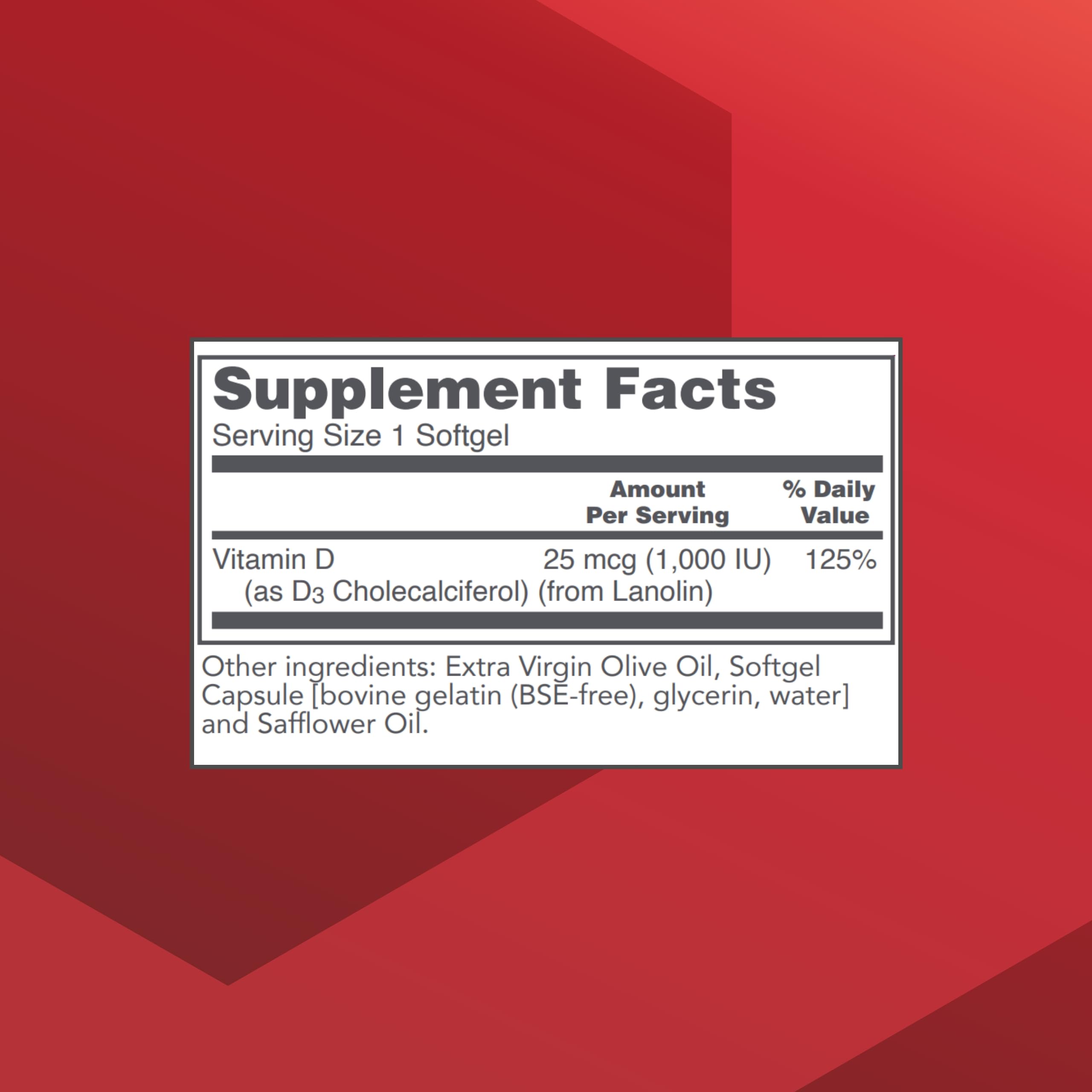 Vitamin D3 1,000 IU supporting immune health
