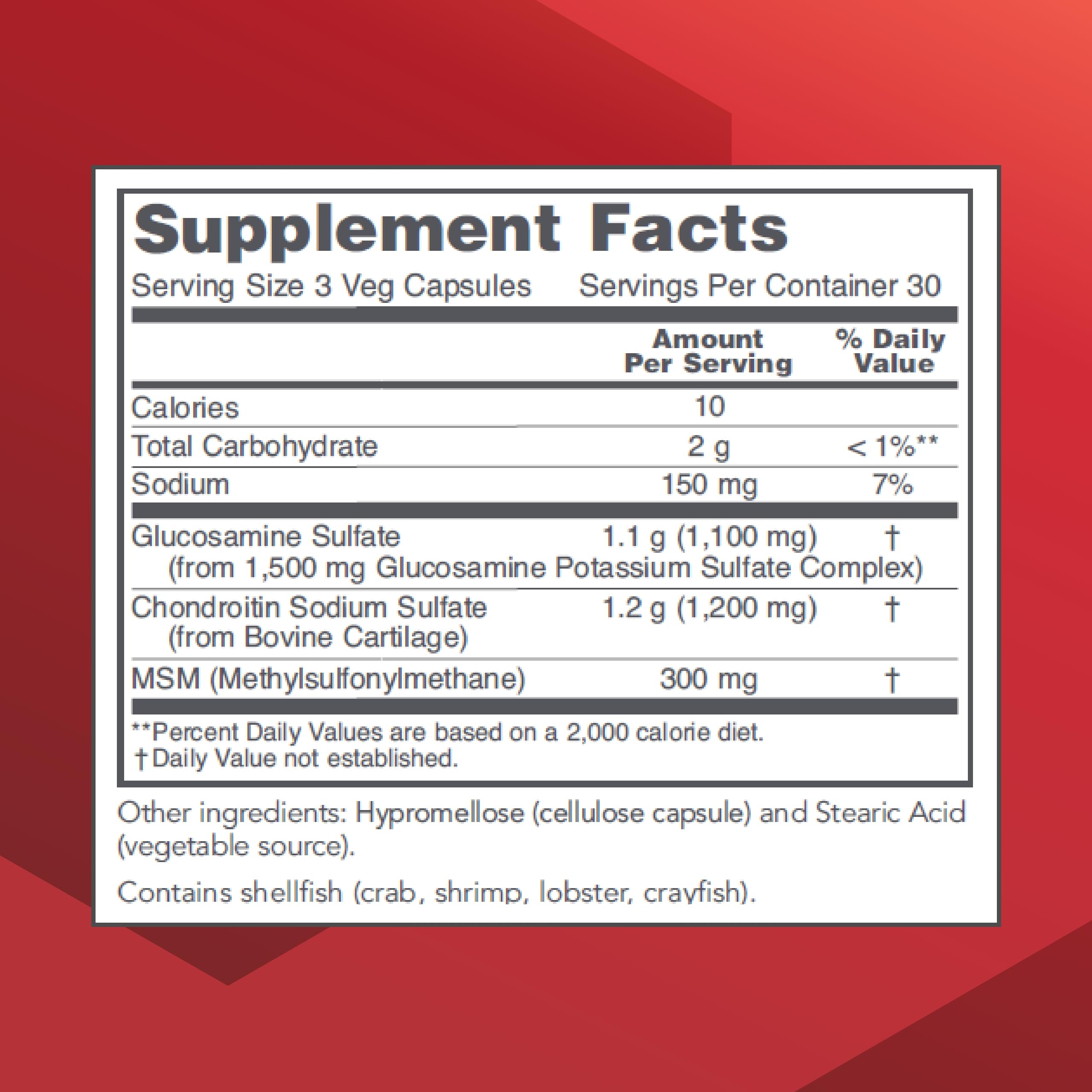 Close-up of glucosamine chondroitin MSM capsules
