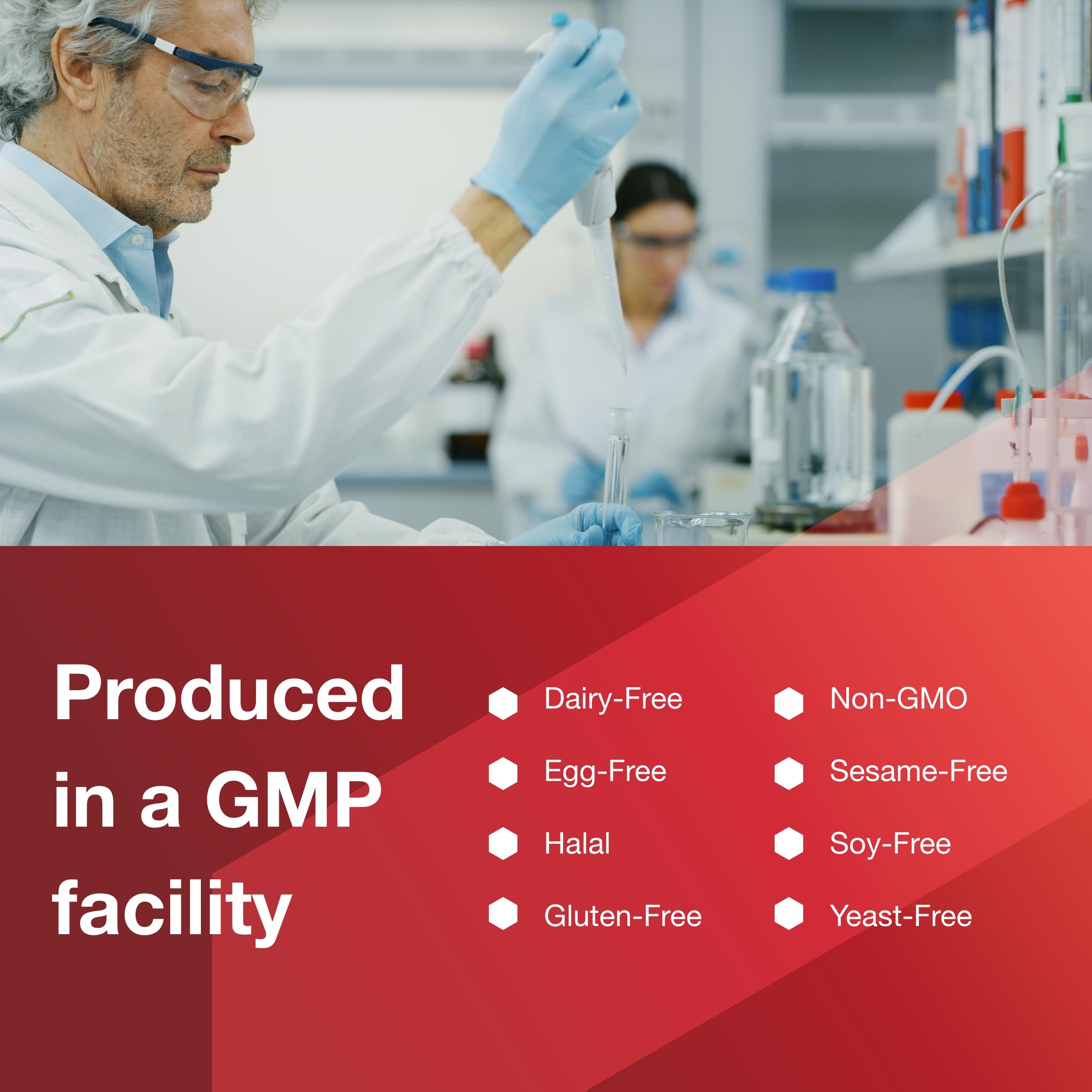 Non-GMO and Halal certification labels on packaging