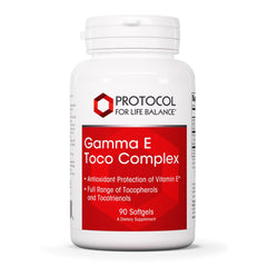 Bottle of Protocol for Life Balance Gamma E Toco Complex with 90 softgels