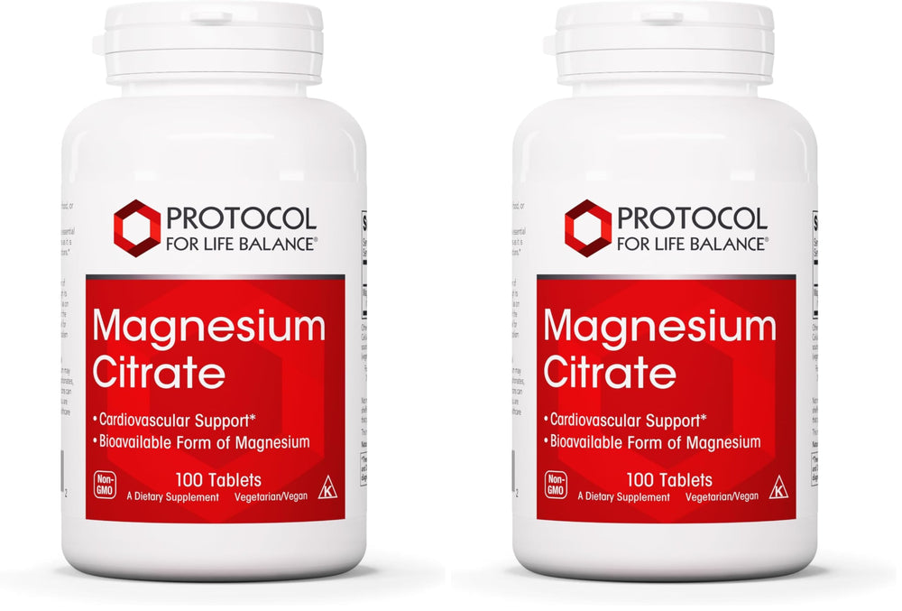 Front view of Protocol for Life Balance Magnesium Citrate 400mg bottle, pack of 2