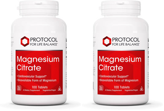 Front view of Protocol for Life Balance Magnesium Citrate 400mg bottle, pack of 2