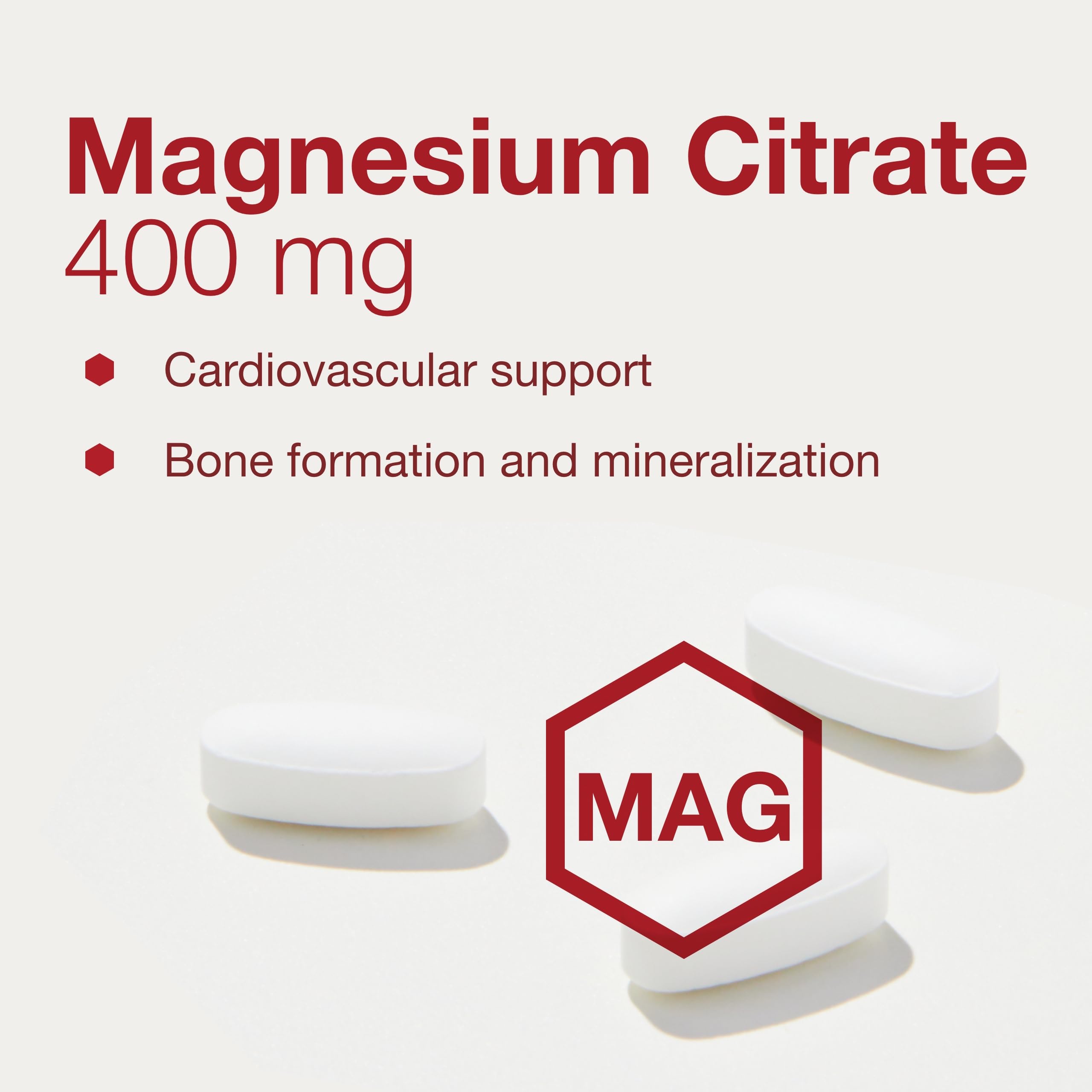 Nutrition facts panel for Magnesium Citrate 400mg