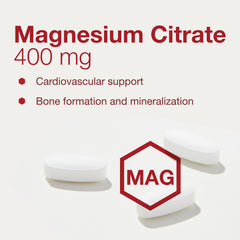 Nutrition facts panel for Magnesium Citrate 400mg