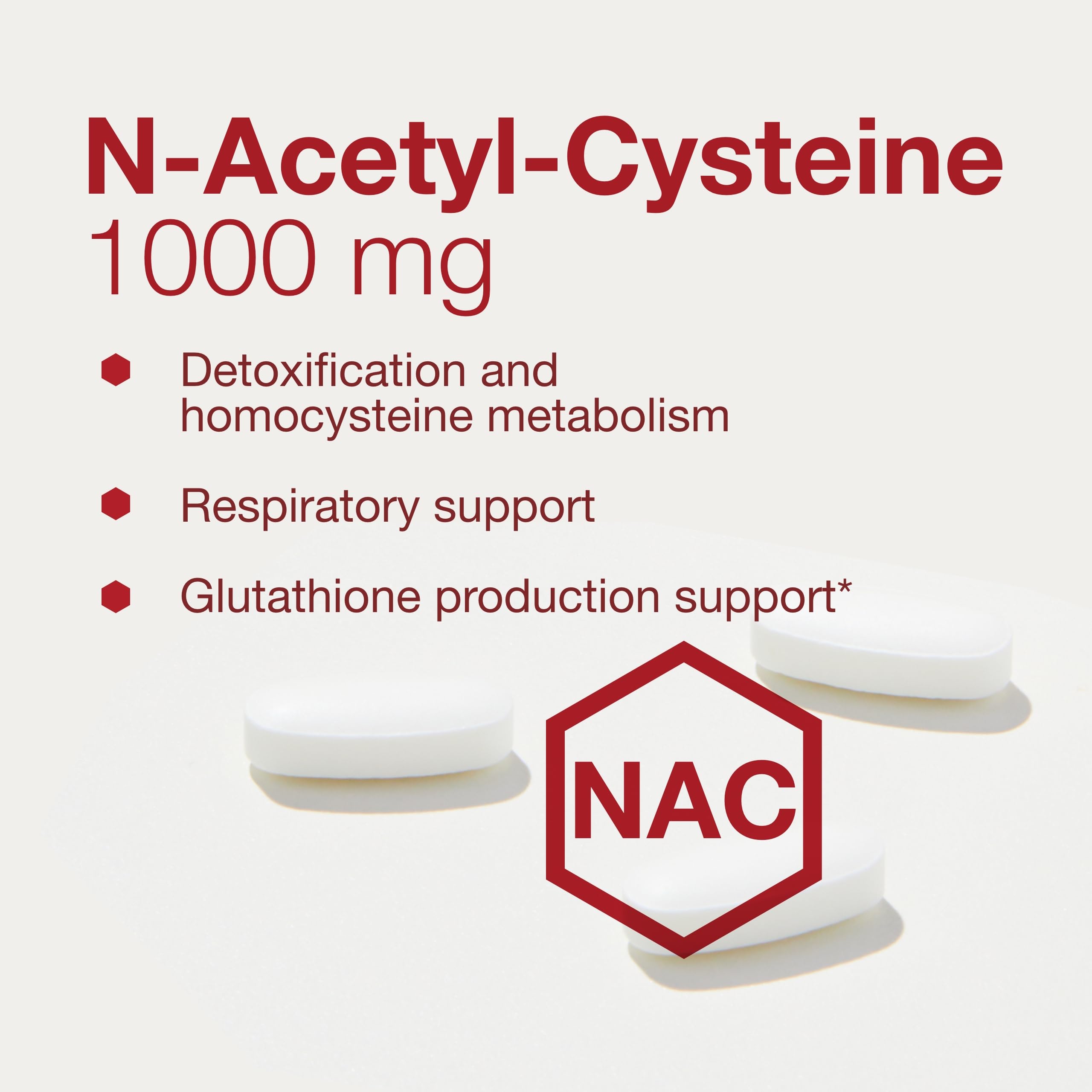 NAC 1000mg bottle highlighting nervous system support