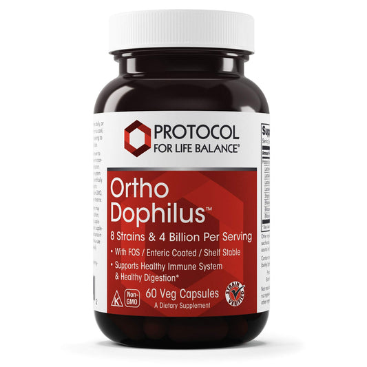 Bottle of Protocol for Life Balance Ortho Dophilus with 60 vegetarian capsules
