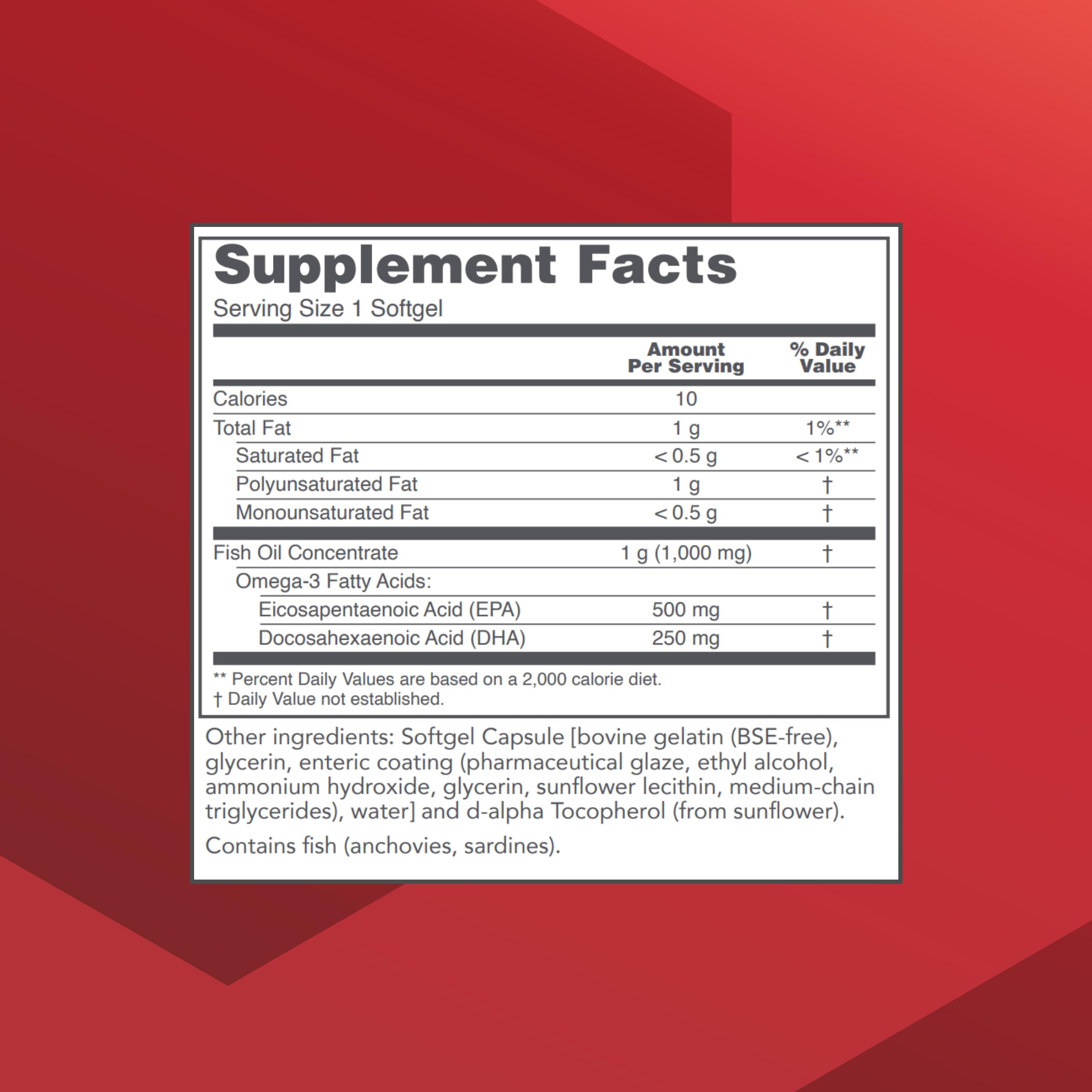 Close-up of enteric-coated omega-3 softgel