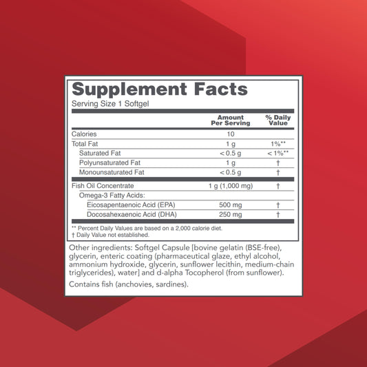 Close-up of enteric-coated omega-3 softgel