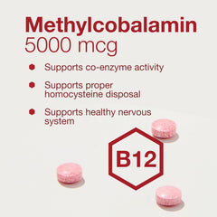 Close-up of the methyl B12 5,000mcg label