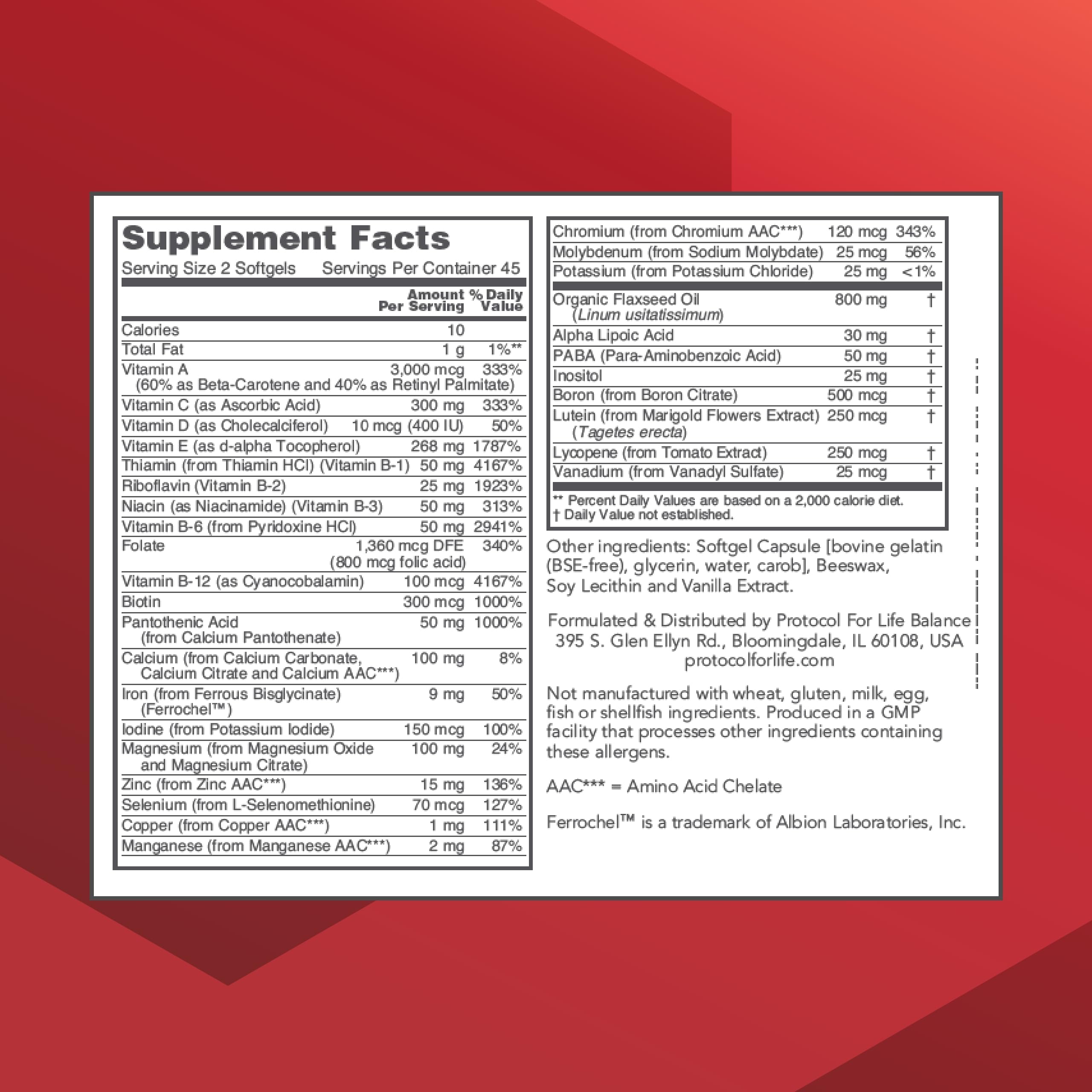 Close-up of Protocol Ortho Multi softgels