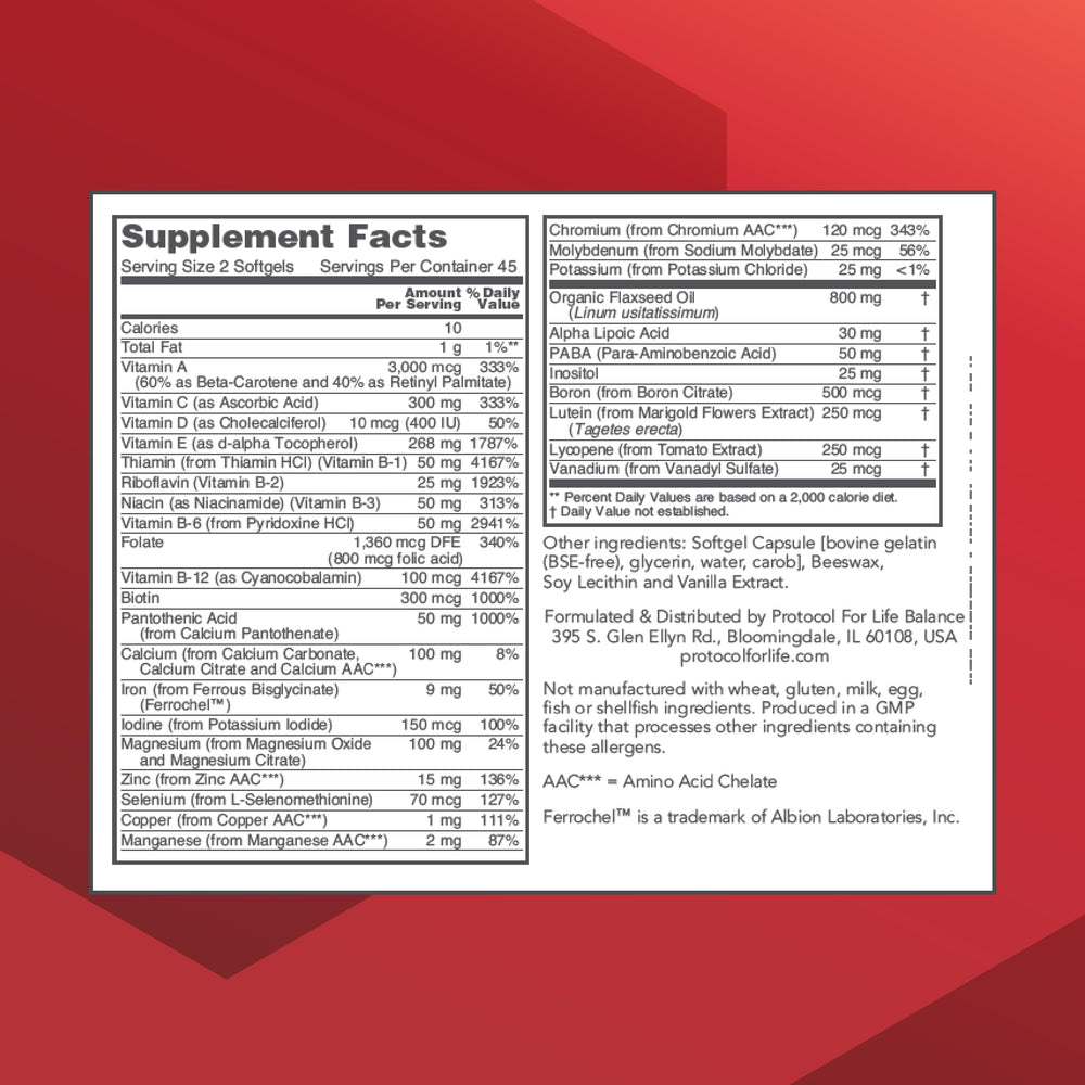 Close-up of Protocol Ortho Multi softgels