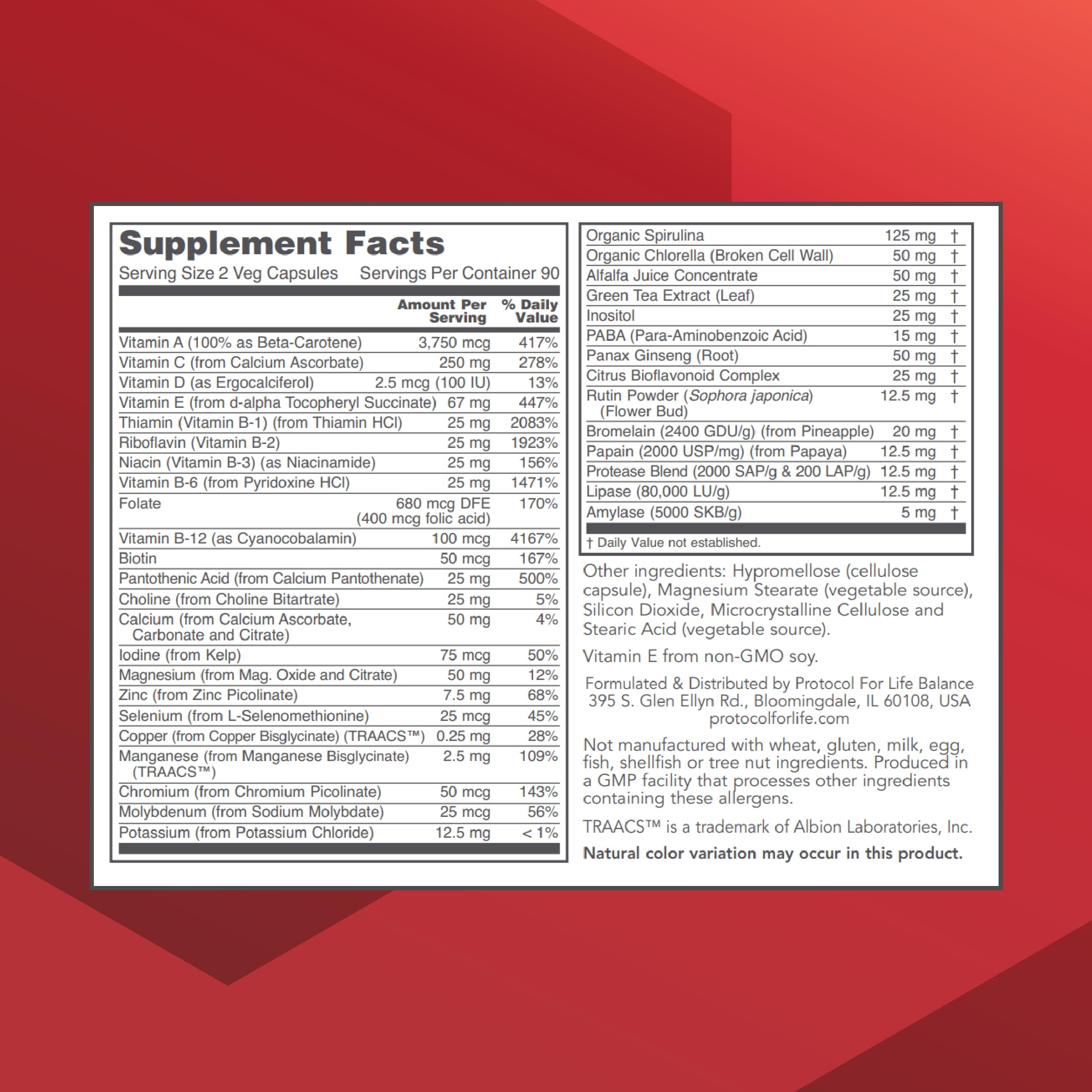 Close-up of the Protocol Ortho Multi Greens label