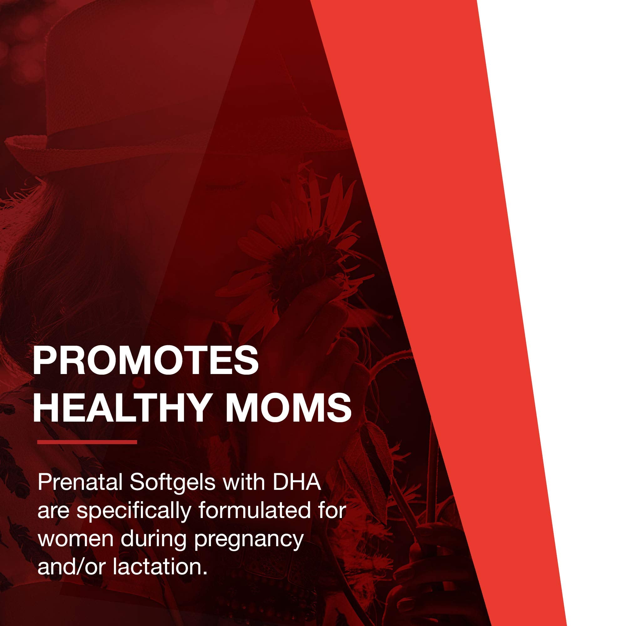 Product packaging highlighting DHA, calcium, copper, B12 and vitamin C