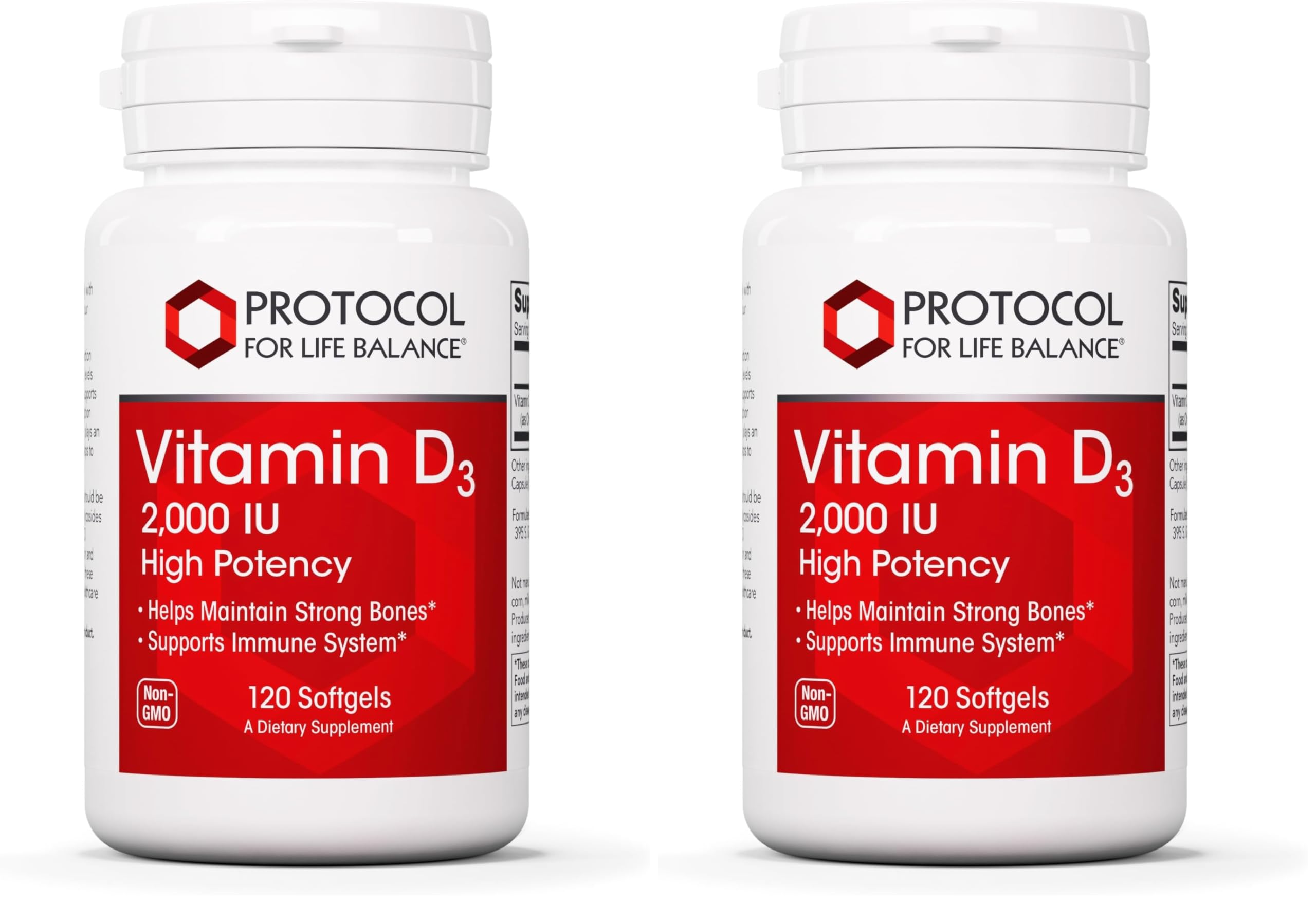 Front view of Protocol Vitamin D3 2000 IU bottle