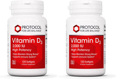 Front view of Protocol Vitamin D3 2000 IU bottle