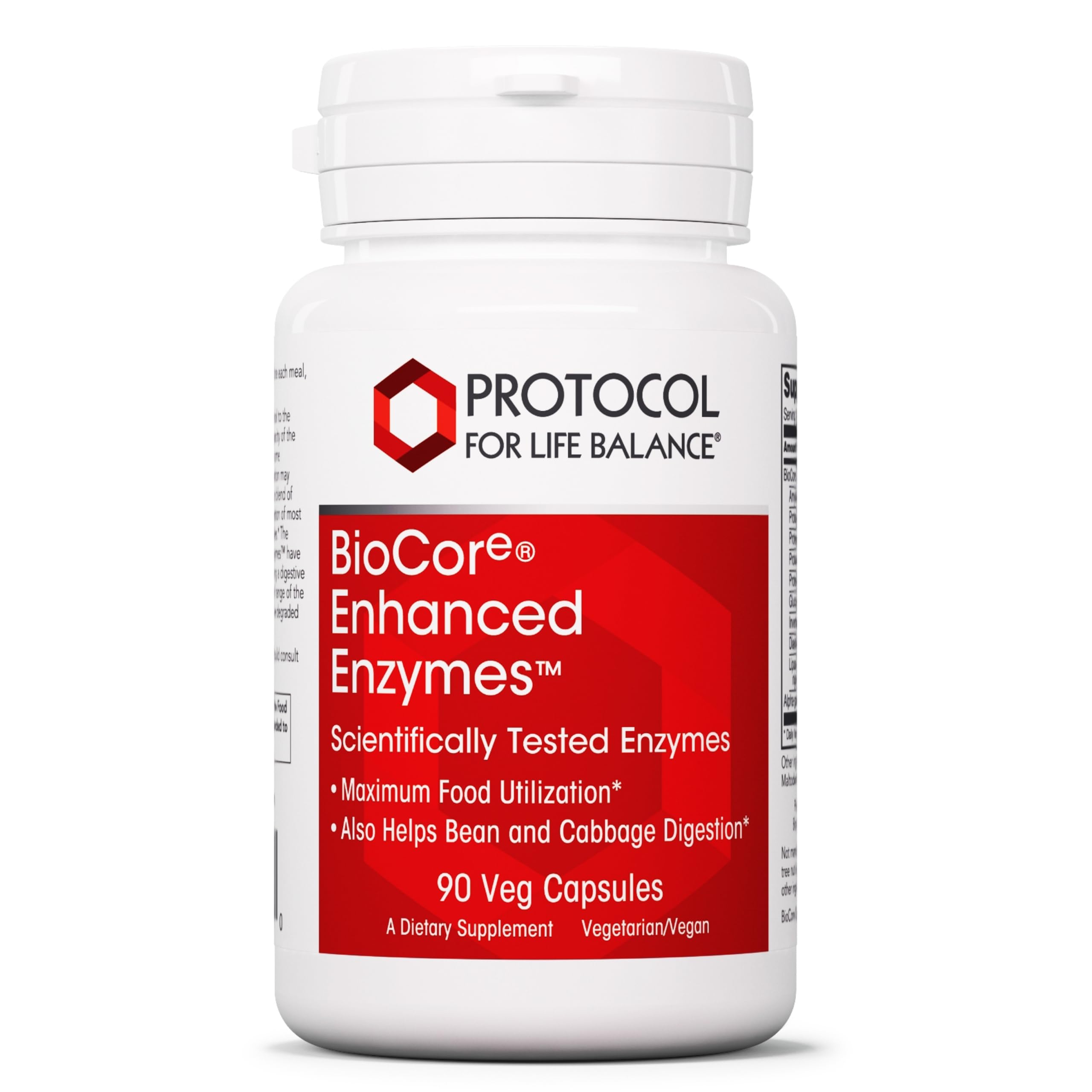 Bottle of Protocol BioCore Enhanced Enzymes 90 vegan capsules