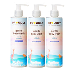 Front view of PROUDLY Gentle Baby Wash bottle featuring Gabrielle Union & Dwyane Wade branding