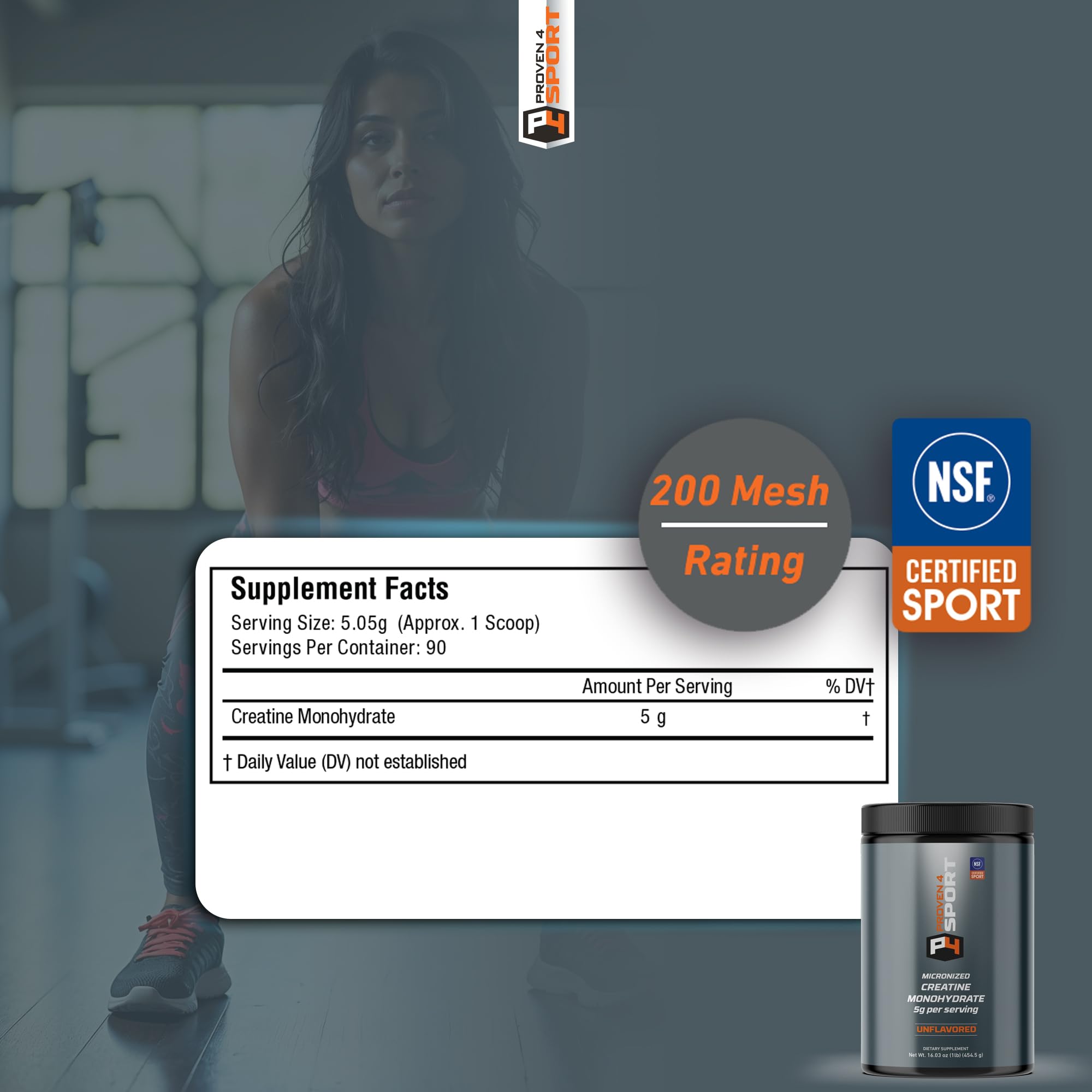 Back label and nutrition information of Proven4 Creatine Monohydrate Micronized Powder