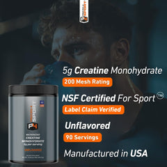 Unflavored Proven4 Creatine Monohydrate powder with scoop and serving size