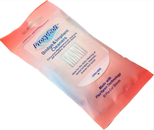 ProxySoft dental floss threaders for bridges and implants in a travel pack (30 strands)