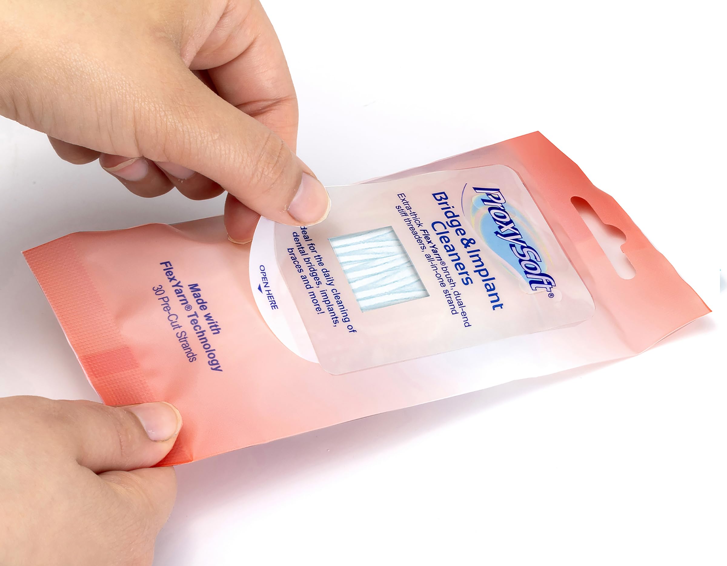 Ultra-stiff threader floss designed for between-teeth cleaning and gum care