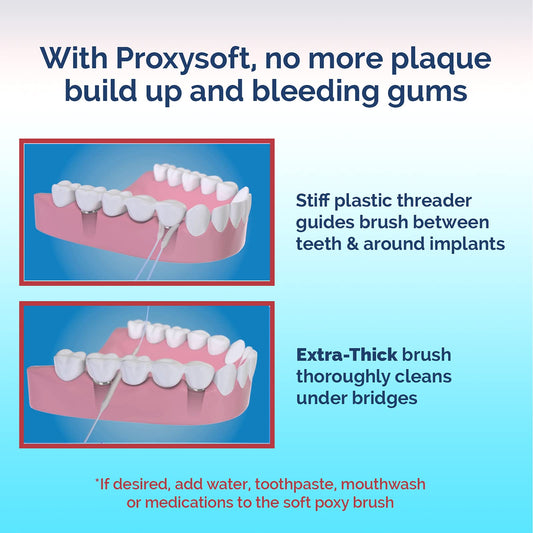 All-in-one dental bridge and implant cleaner with proxy brush